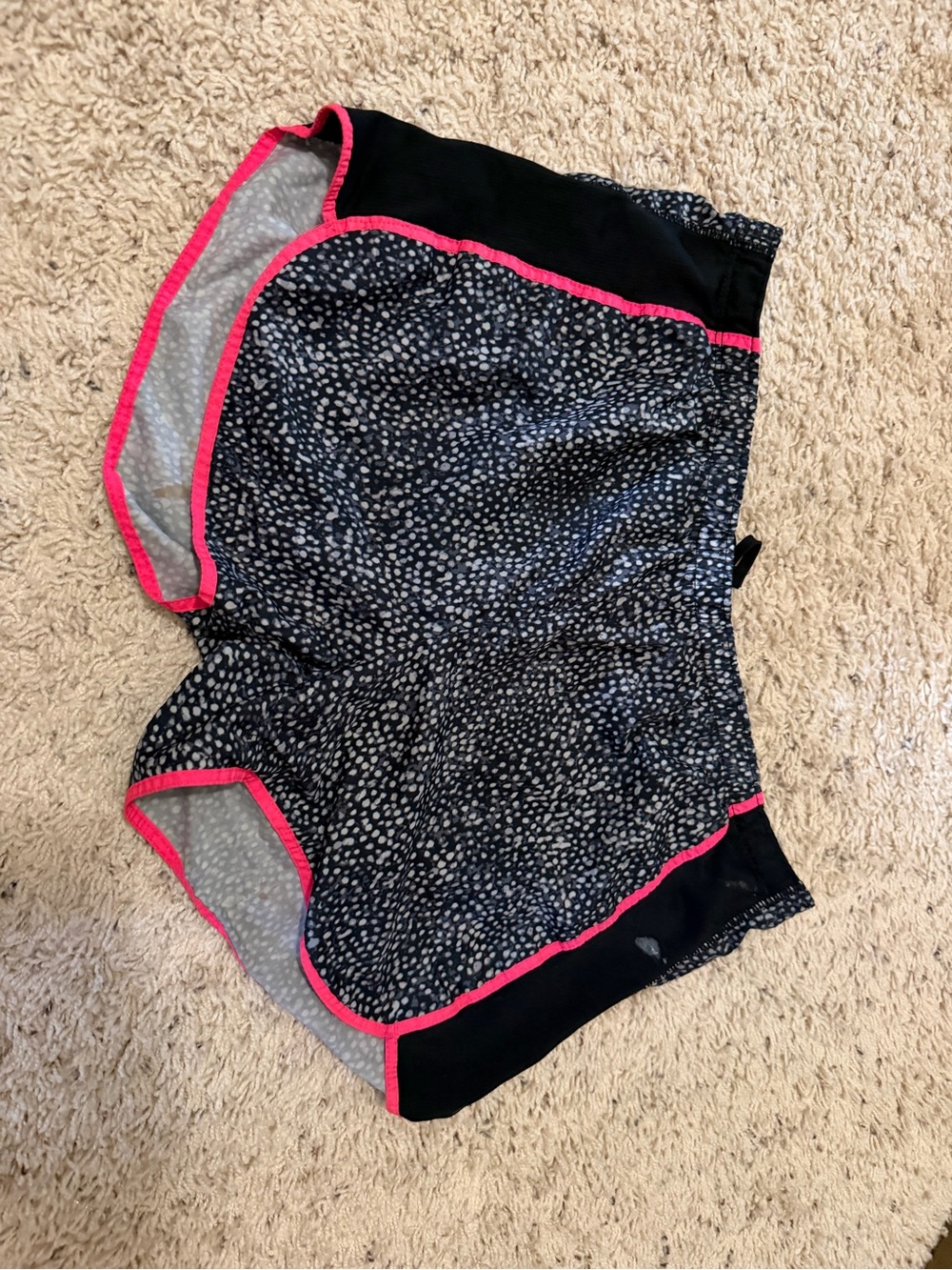 Women’s Black Printed Shorts with Pink Trim